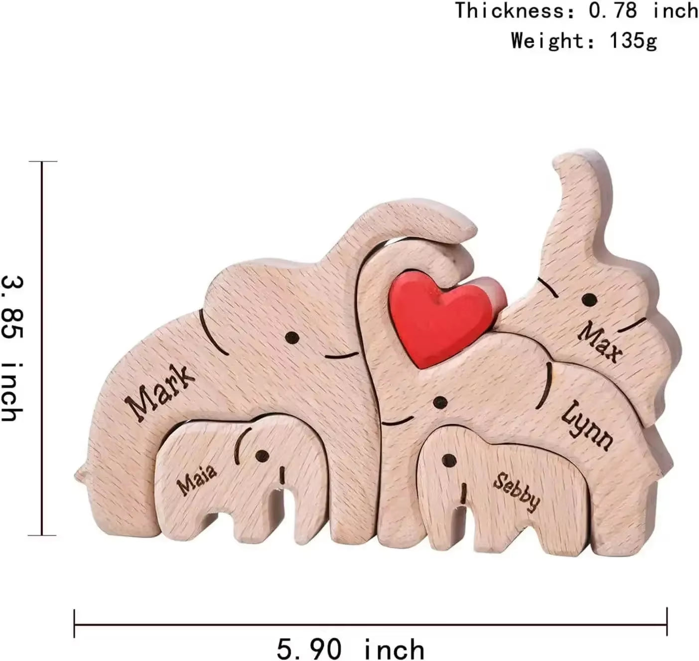 Wooden Puzzles Elephant Family Free Custom Animal Puzzles for Mom Family Friends Warm Holiday Gifts Christmas Family Ornaments