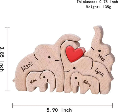 Wooden Puzzles Elephant Family Free Custom Animal Puzzles for Mom Family Friends Warm Holiday Gifts Christmas Family Ornaments