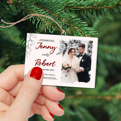 Wedding Photo Ornament, Custom Married Photo Ornament, Christmas Ornament, Christmas Gift for Wife and Husband