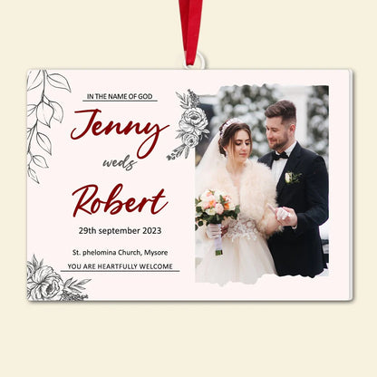 Wedding Photo Ornament, Custom Married Photo Ornament, Christmas Ornament, Christmas Gift for Wife and Husband