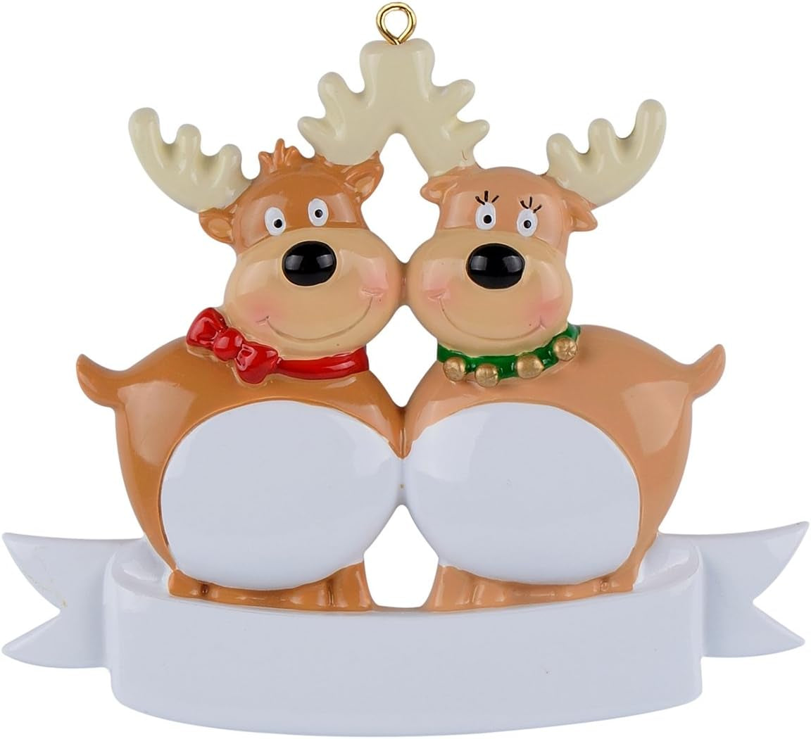 Reindeer Family of 2 Personalized Christmas Ornament - Couple'S First Christmas Together Keepsake Gift