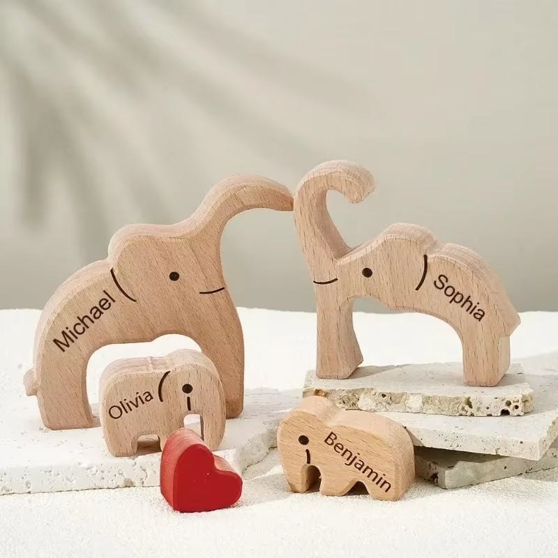Wooden Puzzles Elephant Family Free Custom Animal Puzzles for Mom Family Friends Warm Holiday Gifts Christmas Family Ornaments